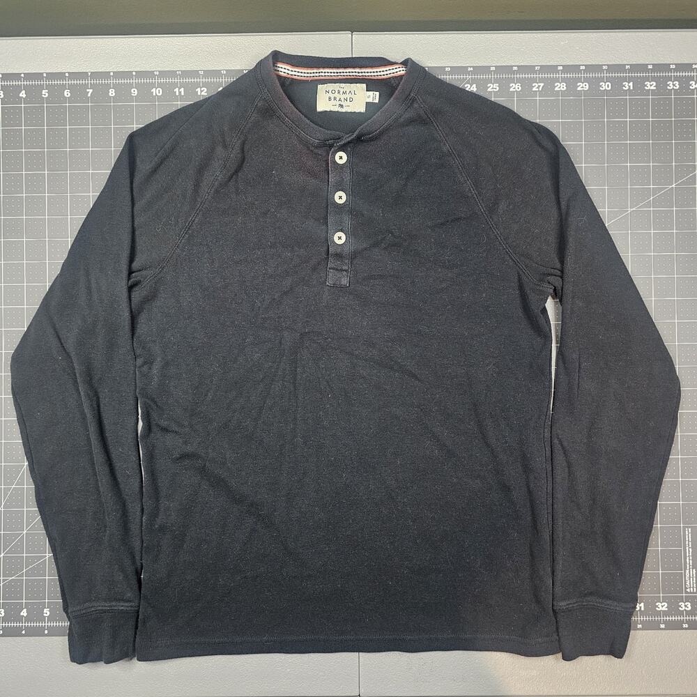 The Normal Brand Puremeso Henley TShirt Small Black Long Sleeve Classic Heritage